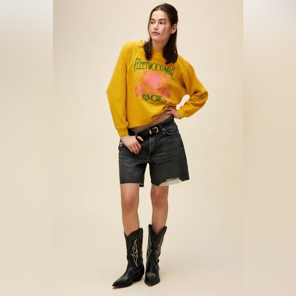 NWOT DAYDREAMER Fleetwood Mac Floral Reverse Sweatshirt in Golden Daze sz M - Picture 2 of 6